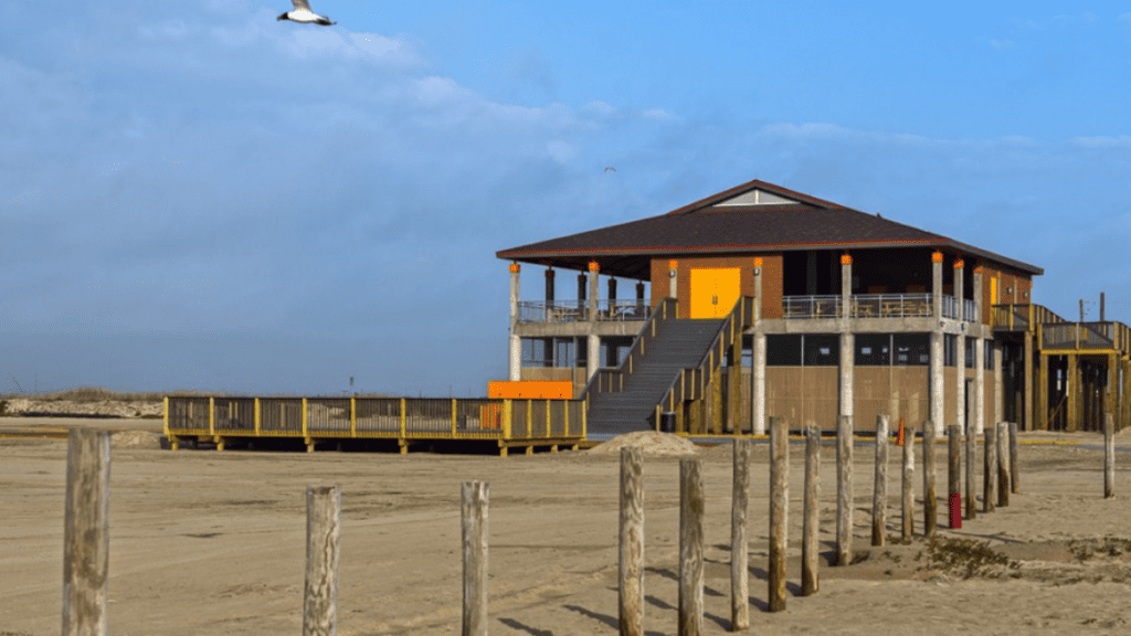 one of the building on East Beach galveston