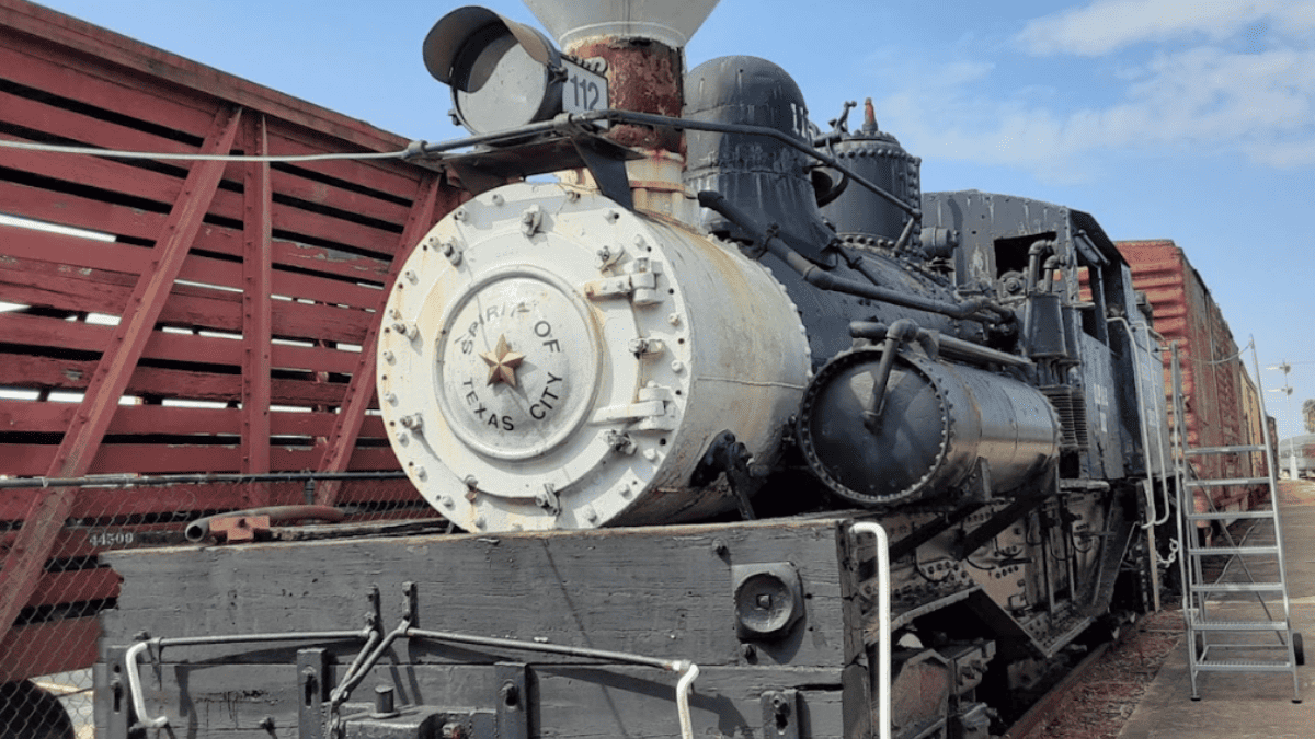 old locomotive at Galveston railroad museum