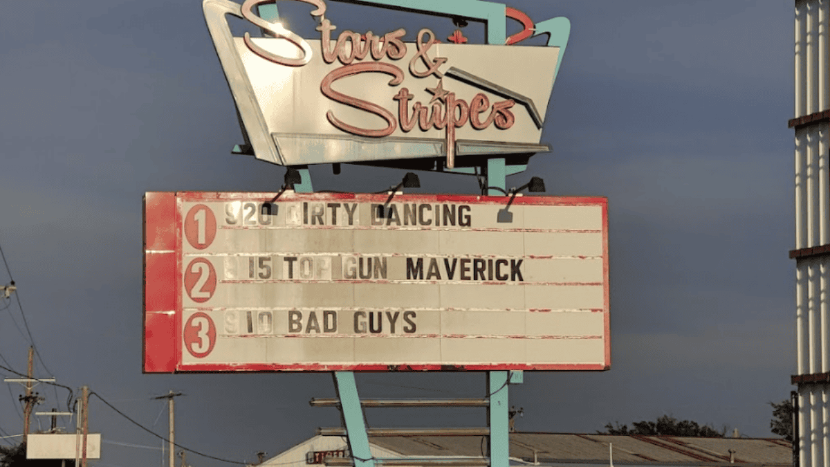 stars & stripes drive in Lubbock sign